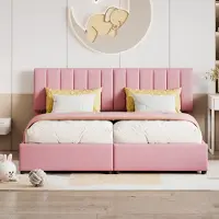MODFU Letto imbottito per bambini , letto a scomparsa idraulico (letto a castello alto in lino delicato sulla pelle, 180 x 200 cm), materasso escluso