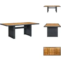 vidaXL Tavolo da giardino in poly rattan grigio scuro e legno massiccio di acacia - Tavoli da giardino