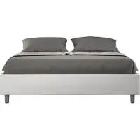 Ityhome - Letto matrimoniale francese con rete imbottito 140x210 Pelle finta bianco Azelia