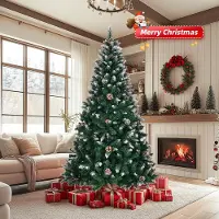 Alightup , albero di Natale artificiale con pigne e neve, altezza 180 cm, con 900 punte e base in metallo