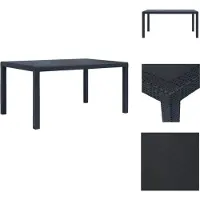 vidaXL Tavolo da giardino antracite 150 x 90 x 72 cm in plastica effetto rattan - Tavoli da giardino