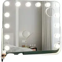 OEM Specchio per il trucco, 14 luci LED, specchio d'ingrandimento 10x, rotazione a 360 gradi