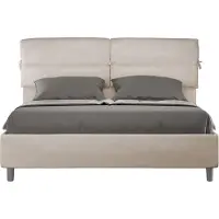 Ityhome - Letto senza rete imbottito 160x210 microfibra sabbia Nandy