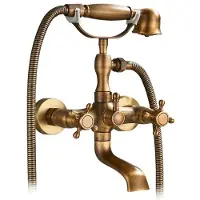 OEM Rubinetto per doccia in ottone antico, doppia maniglia, finitura lucida, ottone antico