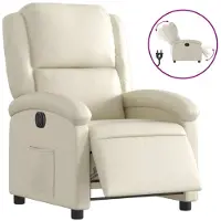 Syfax Poltrona Reclinabile Elettrica Crema in Pelle finta