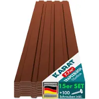 Floordirekt 15 pezzi lamiera trapezoidale 115x45 cm lamiera profilata SET incl. 100 viti 7,7 m² marrone
