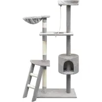 Syfax Albero per Gatti con Tiragraffi in Sisal 150 cm Grigio