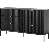 Furnlux Classic FURNLUX Cassettiera Avon Black 154cm / Colore principale: Nero / Dimensioni: 154 x 91 x 39 cm
