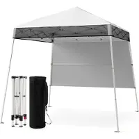 Costway gazebo 2x2m, gazebo pieghevole pop up regolabile in altezza con parete laterale & borsa, tenda da festa tenda da giardino gazebo da giardino impermeabile protezione solare bianco