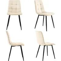 Flieks Set di 4 sedie da pranzo imbottite , sedie da cucina con schienale, sedia da pranzo con rivestimento in velluto, beige