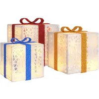 Syfax Pacchi di Natale Illuminati 3 pz 64 LED Bianco Caldo