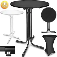 Tillvex Gastro tavolo alto pieghevole Ø70cm nero | tavolo da bistrot FINITO ASSEMBLATO | tavolo pieghevole rotondo - tavolo da festa resistente alle intemperie | tavolo da giardino interno ed esterno