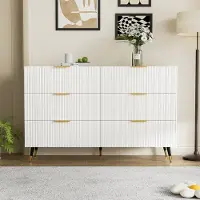 Flieks Cassettiera con 6 cassetti, Elegante credenza con ampio spazio di archiviazione, Mobile contenitore per il corridoio del soggiorno, 120x40x77cm, Bianco
