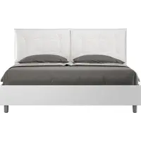 Ityhome - Letto matrimoniale con rete 160x200 bianco frassino cuscini Pelle finta bianco Egos Annalisa