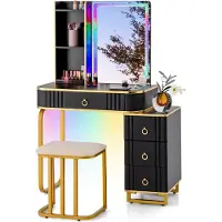 B2X Toeletta con illuminazione a LED Toeletta con 7 luci LED dinamiche e 7 statiche dimmerabili nere