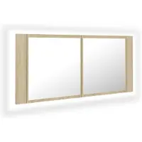 Syfax Armadietto a Specchio con Luci LED Rovere Sonoma in Acrilico