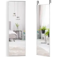Northix Specchio a figura intera 37 x 120 cm con ganci per appendere regolabili in altezza, specchio da parete argento
