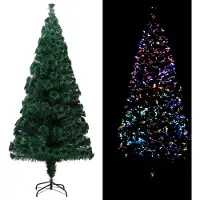 The Living Store Albero di Natale artificiale con supporto verde 210 cm in fibra ottica
