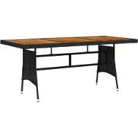 Syfax Tavolo Giardino Nero 160x70x72cm Polyrattan e Massello d'Acacia
