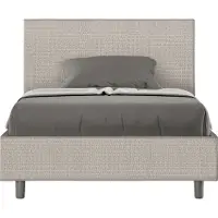 Ityhome - Letto una piazza e mezza contenitore imbottito 120x210 tessuto Labirinto 1 bianco Adele