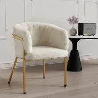 Flieks Sedia da pranzo 1er, sedia da cucina imbottita con gambe in metallo, sedia da soggiorno sedia da pranzo sedia da trucco, velluto di coniglio, beige
