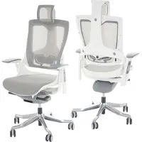 Generique Sedia da ufficio MERRYFAIR Wau 2, sedia da tavolo girevole, imbottita/mesh, ergonomica ~ bianco-grigio