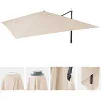 Mendler Copertura di ricambio per ombrellone da giardino HWC-A96, copertura per ombrellone, 3x3 metri (diametro 4,24 metri), poliestere, colore crema
