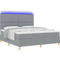 Syfax Letto a Sorgente LED Grigio chiaro 180 x 200 cm Tessuto