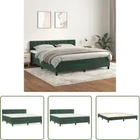 The Living Store Letto a molle con materasso verde scuro 160x200 cm in velluto