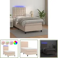 The Living Store Letto a molle insacchettate con materasso e LED cappuccino-marrone 90x190cm