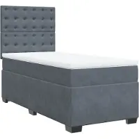 Syfax Giroletto a Molle con Materasso Grigio Scuro 90x190 cm Velluto