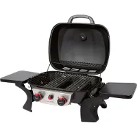ProfiCook Barbecue a gas con 2 bruciatori in acciaio inox, barbecue da tavolo con riduttore di pressione e tubo del gas, con display della temperatura - PC GG 1261