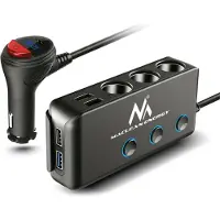 Macleans Adattatore di ricarica per auto accendisigari Porte USB Voltmetro a LED 12/24V