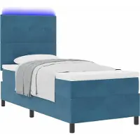 Syfax Letto a Sorgente LED con testiera Blu Scuro 80 x 200 cm Velluto