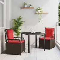 Prolenta Maison Exclusive - Set da giardino per esterni, composto da 3 pezzi, in rattan sintetico marrone
