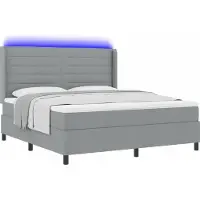 Syfax Letto a Sorgente LED Grigio chiaro 180 x 200 cm Tessuto