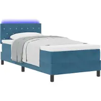 Syfax Letto a Sorgente LED con led Blu Scuro 90 x 190 cm Velluto