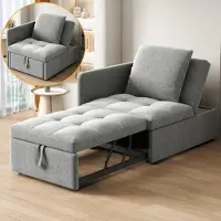 OKWISH divano letto relax con design convertibile 3in1, divano reclinabile con schienale regolabile e funzione sleep, grigio