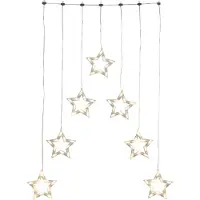 Konstsmide - Tenda luminosa a LED con 7 sagome di stelle, dimensioni stelle: L: 18 cm, H: 18, 5 cm, 70 diodi bianchi caldi, trasformatore per esterni da 24 V, cavo trasparente ; 4043-103