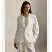 Ralph Lauren per donna. 211B14270001 Blazer monopetto in lino bianco (34), Casual, Classico