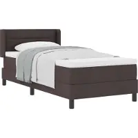 Syfax Letto a molle con testiera Marrone Scuro 200 x 90 cm Tessuto