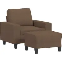 Syfax Poltrona con Poggiapiedi Marrone 60 cm in Tessuto