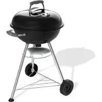 Weber Compact Kettle Charcoal Barbecue - 47 cm Diameter - Enamelled Steel - Air Vent - 6 Place Settings - Black