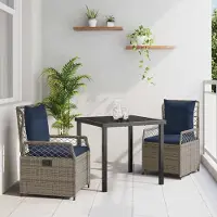 Prolenta Maison Exclusive - Set da pranzo per esterno, 3 pezzi, grigio, rattan sintetico