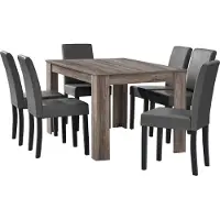 En.casa [Tavolo da pranzo in rovere antico con 6 sedie imbottite in Pelle finta grigio scuro 140x90 Set da pranzo Sala da pranzo