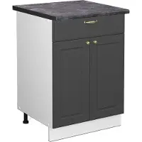 Vicco Mobiletto base per cucina Fame-Line Antracite-oro rustico 60 cm con cassetto, PL Antracite, Model 46595