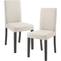 En.casa Sedia da pranzo 'Hamburg' set di 2 sedie imbottite gambe in legno tessile beige