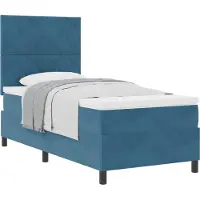 vidaXL Letto a molle con testiera blu scuro 90 x 190 cm in velluto