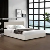 Corium Letto imbottito 'Juva' Cord con rete a doghe 180x200 cm Beige