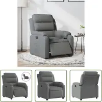 The Living Store Recliner elettrica in tessuto grigio scuro